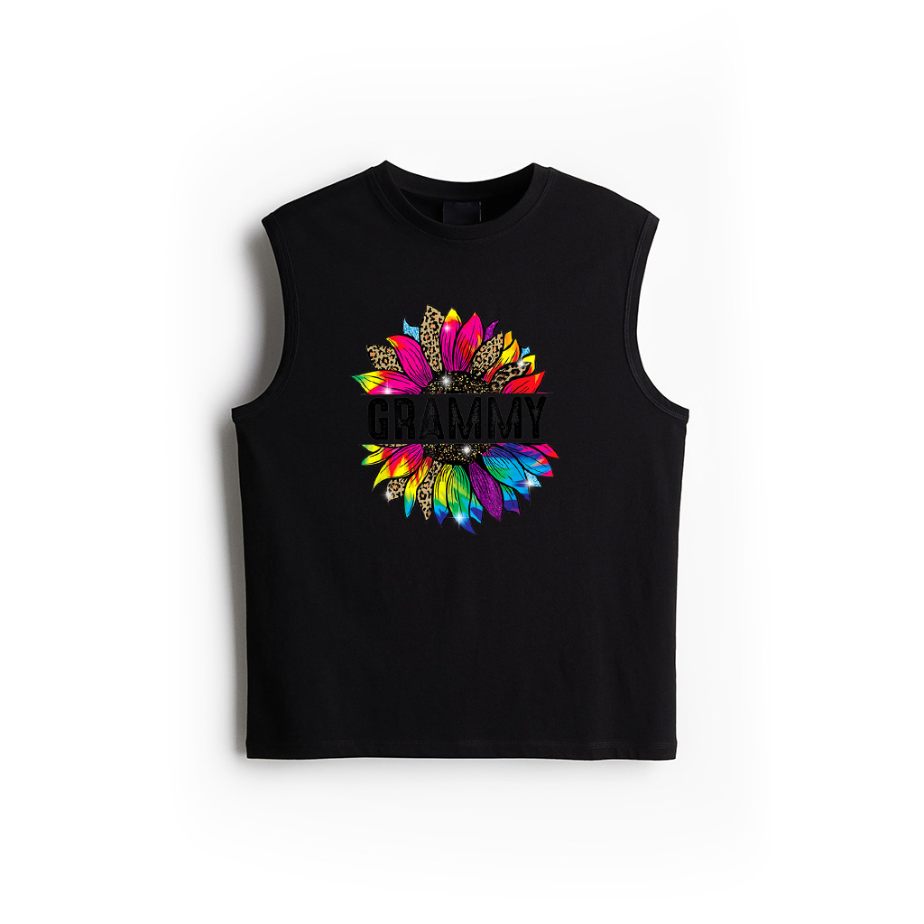 Women Grammy Colorful Sunflower Tie Dye Sunflower Tank Top