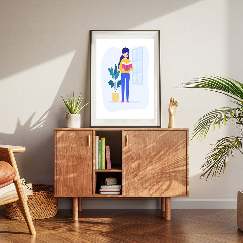 Women Standing Reading Book Poster