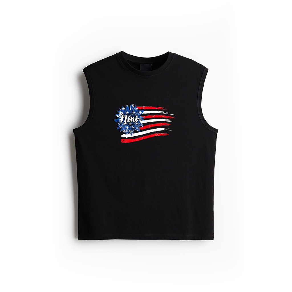 Womens 4Th Of July Sunflower Nini American Flag Tank Top