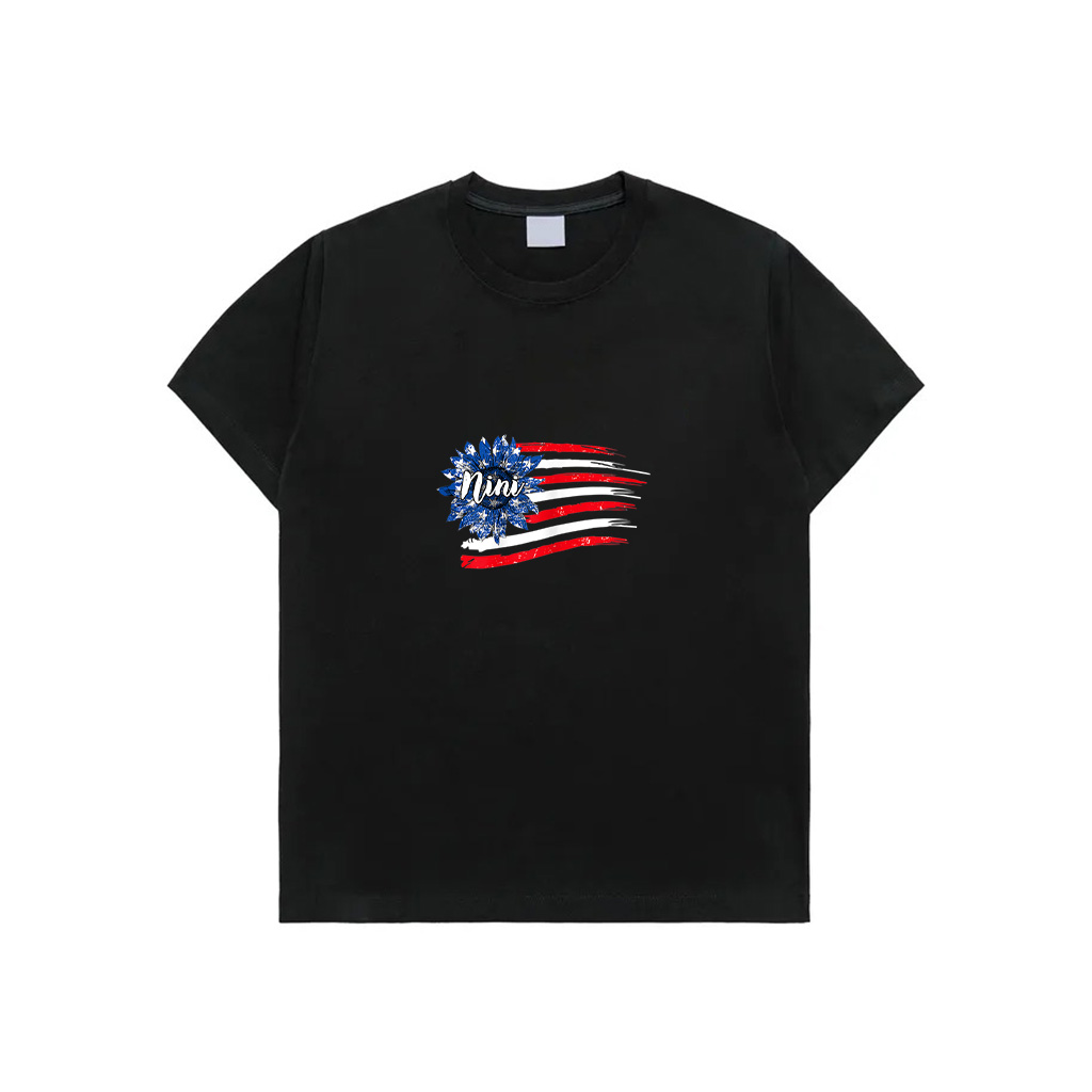 Womens 4Th Of July Sunflower Nini American Flag T-Shirt
