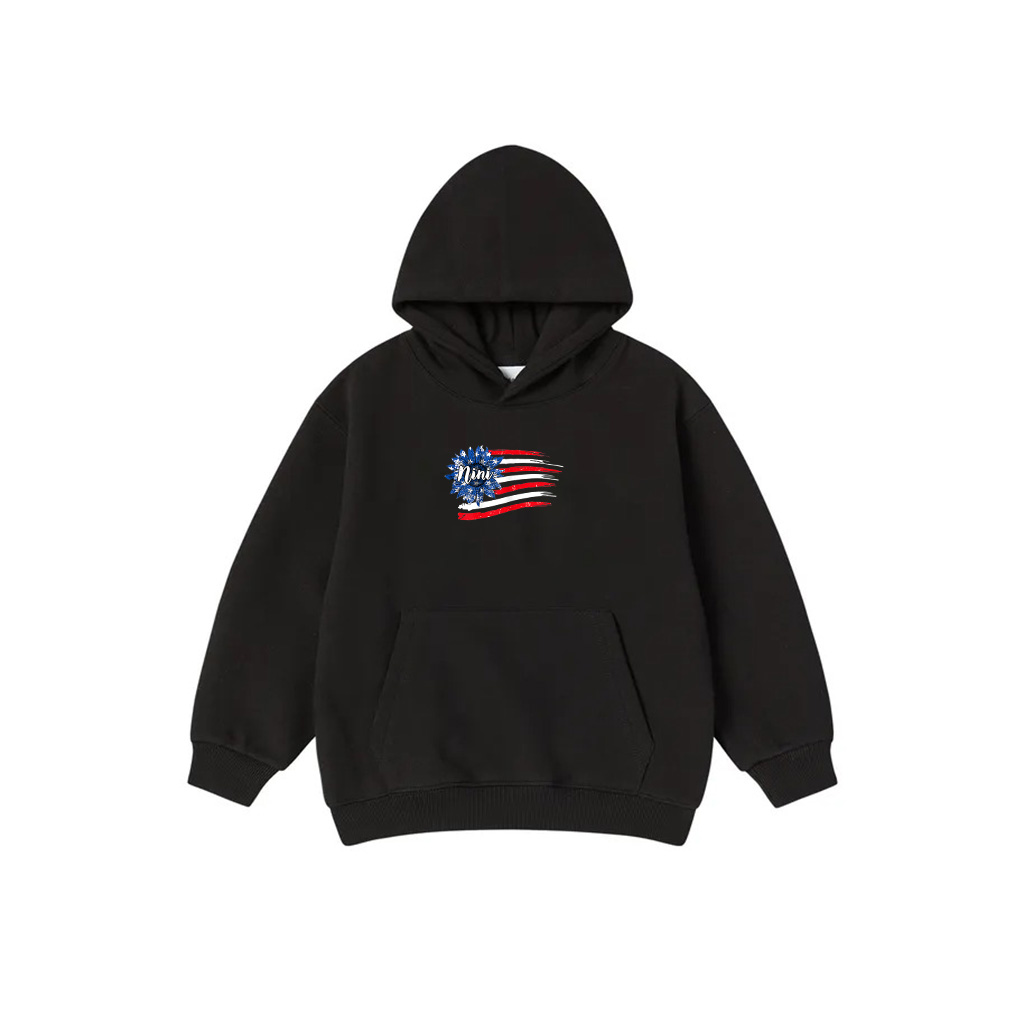 Womens 4Th Of July Sunflower Nini American Flag Hoodie