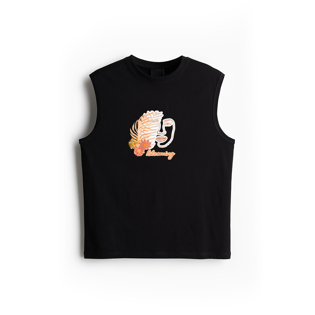Womens Blooming, Bloom, Floral, Abstract Face, Continuous Line Art Tank Top