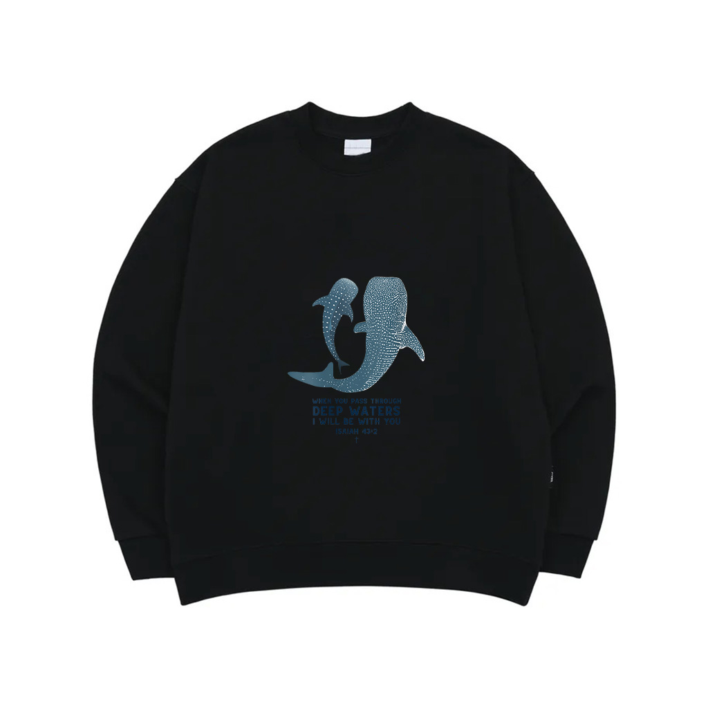 Womens Christian Scripture Jesus Ocean Isaiah Vintage Whale Shark Sweatshirt