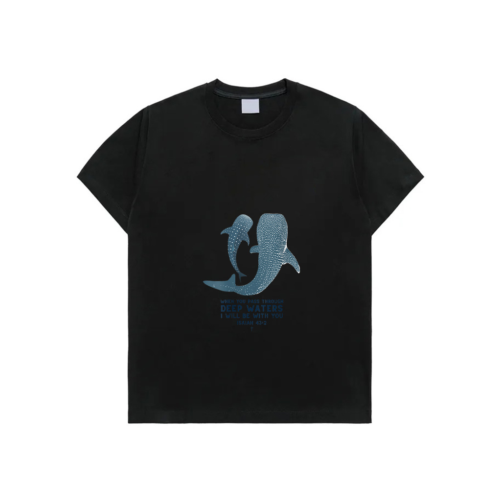 Womens Christian Scripture Jesus Ocean Isaiah Vintage Whale Shark T-Shirt