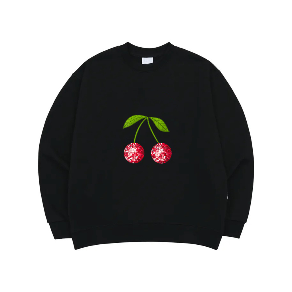 Womens Red Cherry Disco Balls Cute Trendy Y2k Valentines Day Sweatshirt