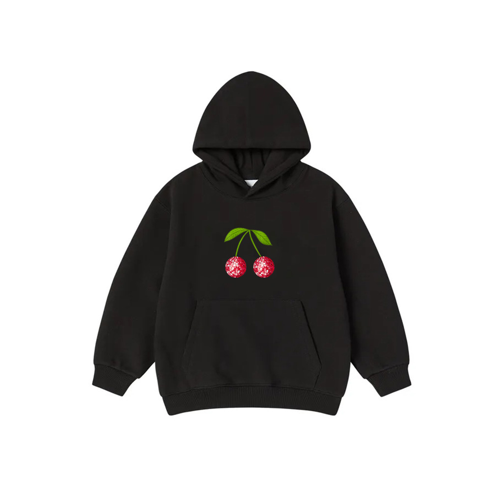 Womens Red Cherry Disco Balls Cute Trendy Y2k Valentines Day Hoodie