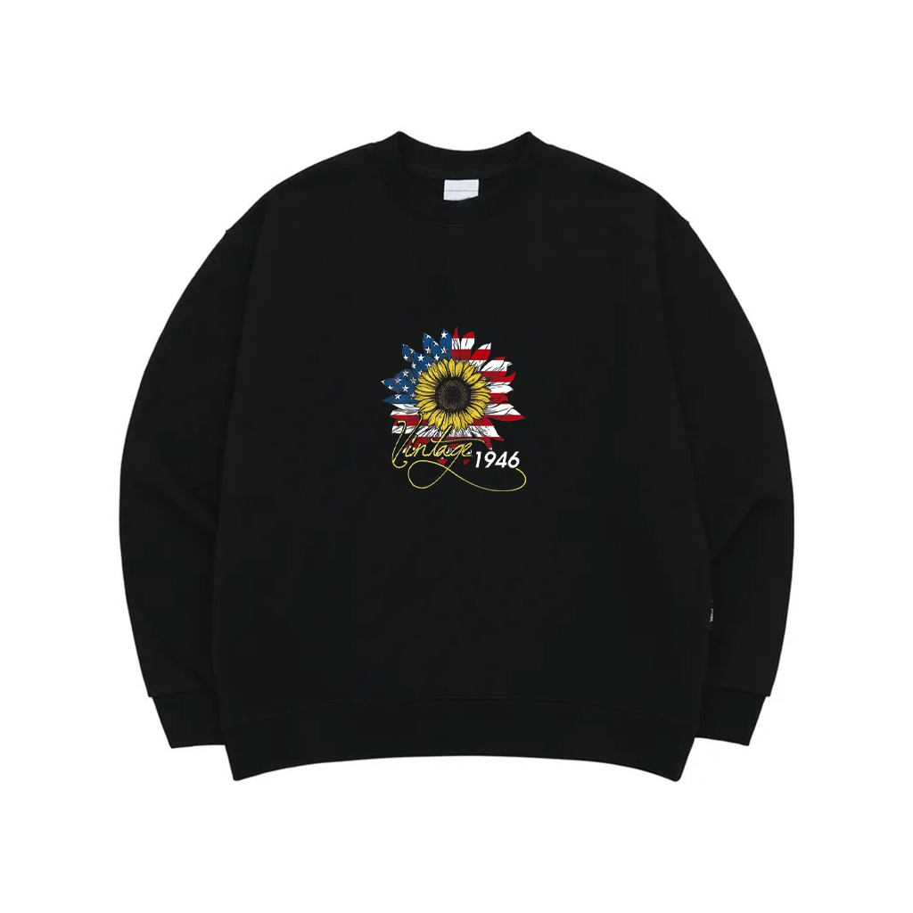 Womens Vintage 1946 Sunflower 4Th July Independence Day Patriotic Sweatshirt