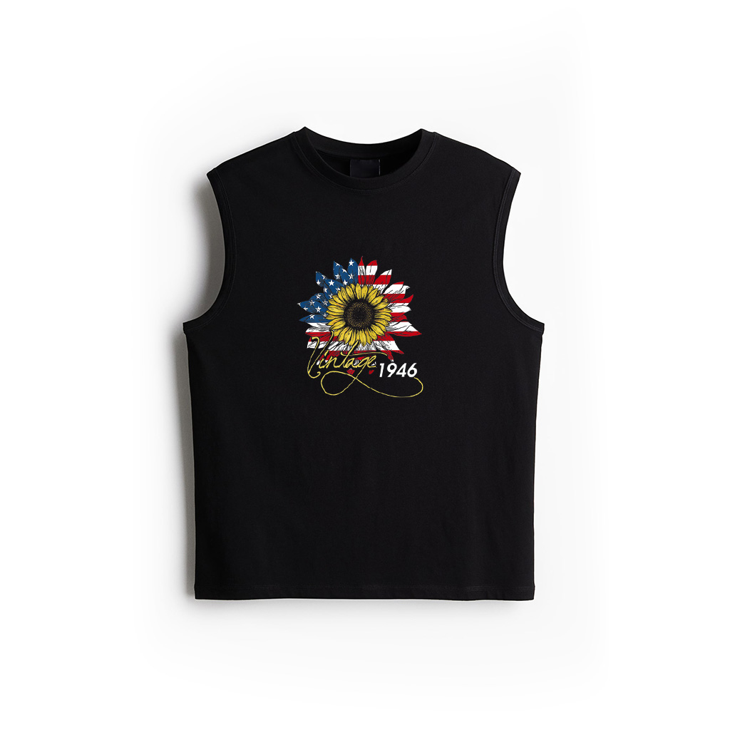 Womens Vintage 1946 Sunflower 4Th July Independence Day Patriotic Tank Top
