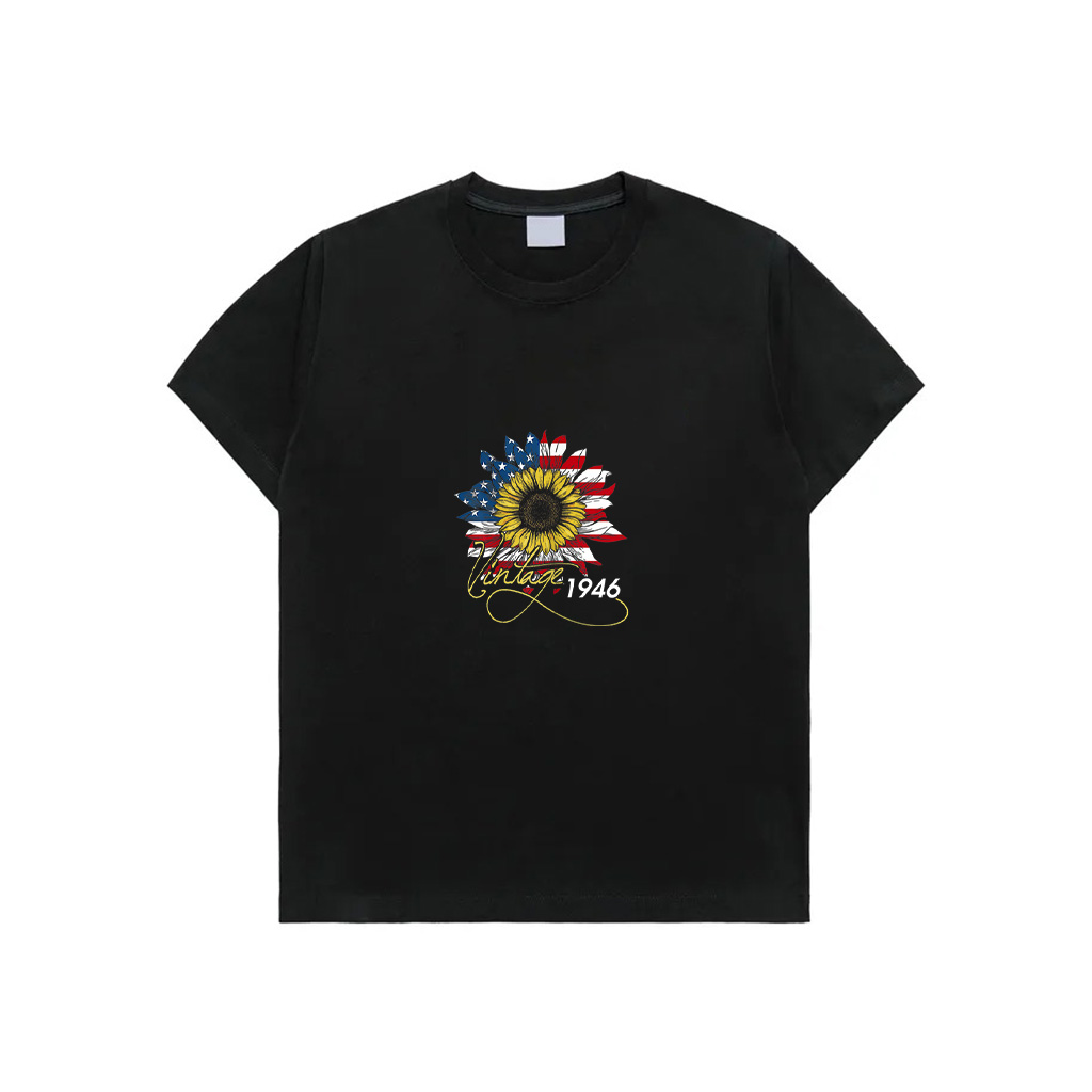 Womens Vintage 1946 Sunflower 4Th July Independence Day Patriotic T-Shirt