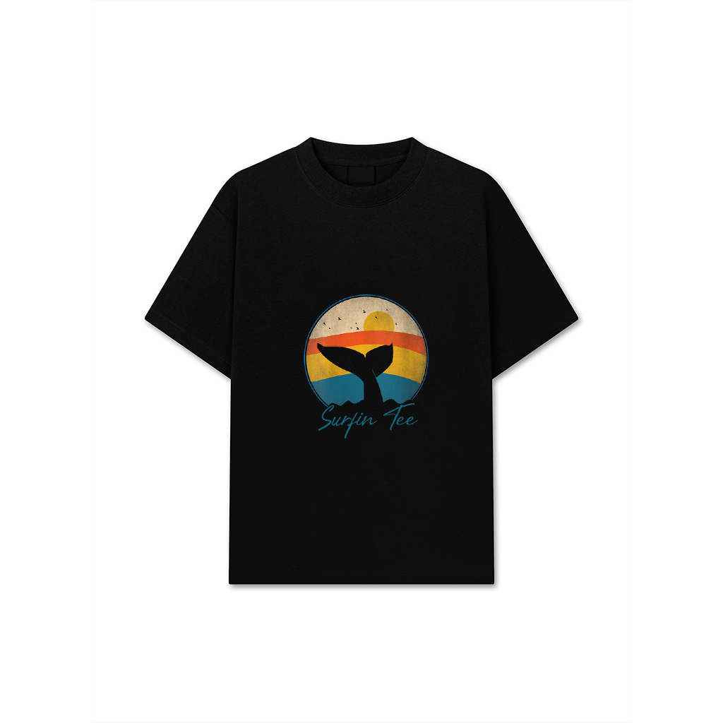 Womens Vintage Orca Retro Tail Whale Sea Ocean Marine Biology Cool T-Shirt