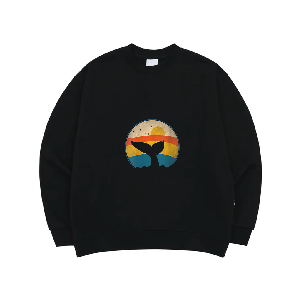 Womens Vintage Orca Retro Tail Whale Sea Ocean Marine Biology Cool Sweatshirt