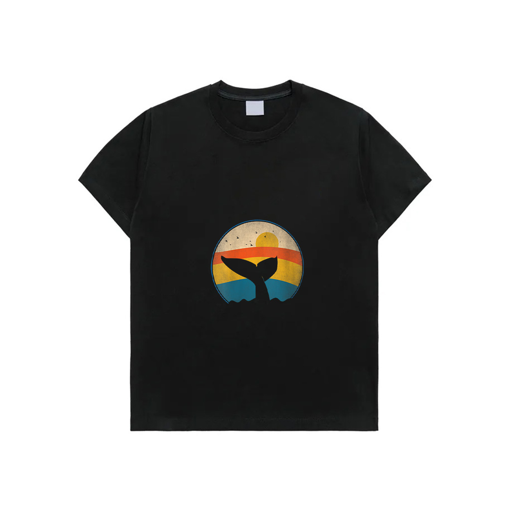 Womens Vintage Orca Retro Tail Whale Sea Ocean Marine Biology Cool T-Shirt