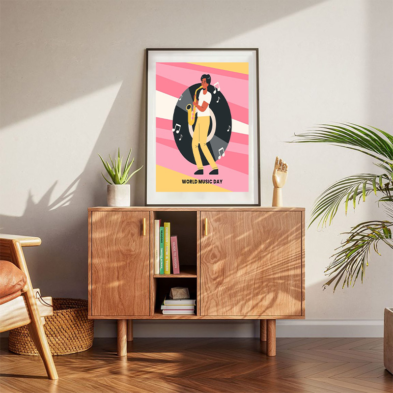 World Music Day Celebration With Saxophone Poster