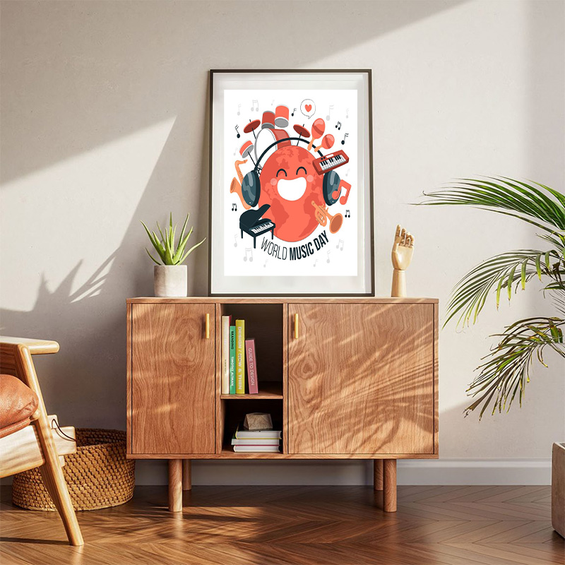 World Music Day Concept Red Earth Poster