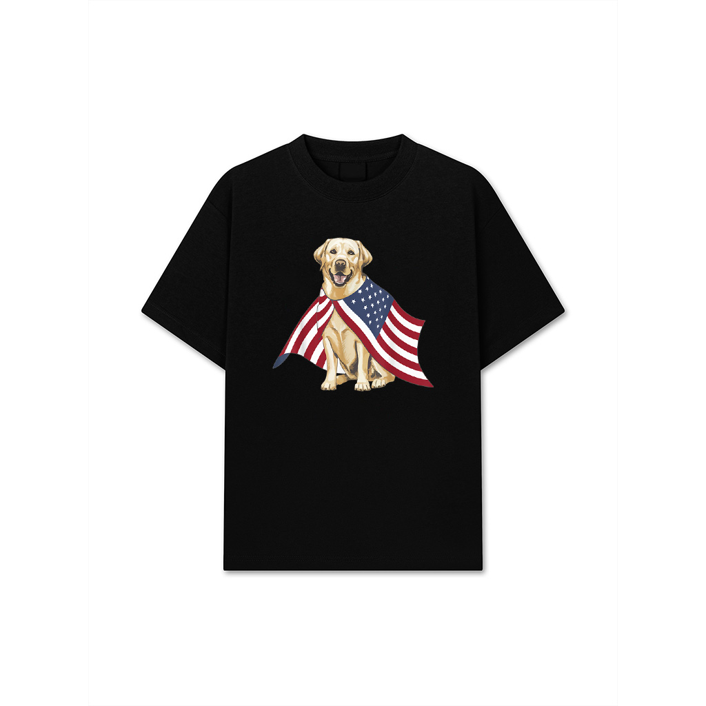 Yellow Labrador Labs Patriotic American Flag Dog 4Th Of July T-Shirt