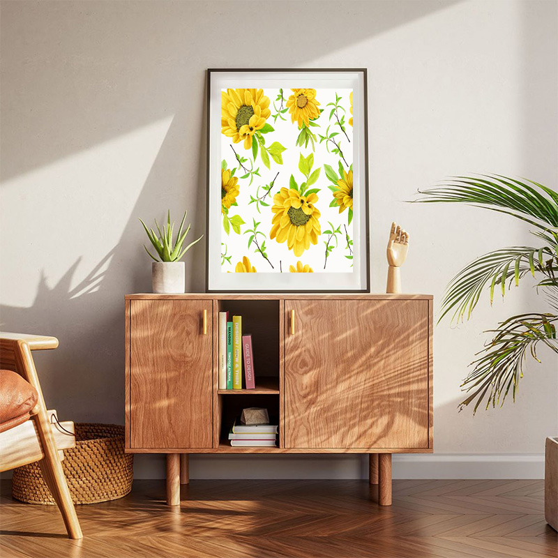 Yellow Sunflower Bouquet Seamless Poster