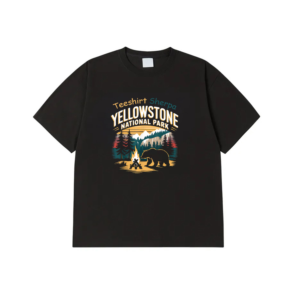 Yellowstone US National Park Wolf Bison Bear Vintage T-Shirt