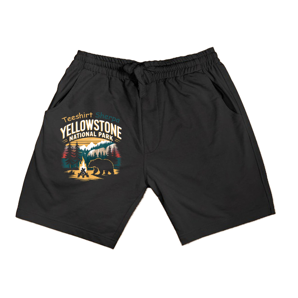 Yellowstone US National Park Wolf Bison Bear Vintage Shorts