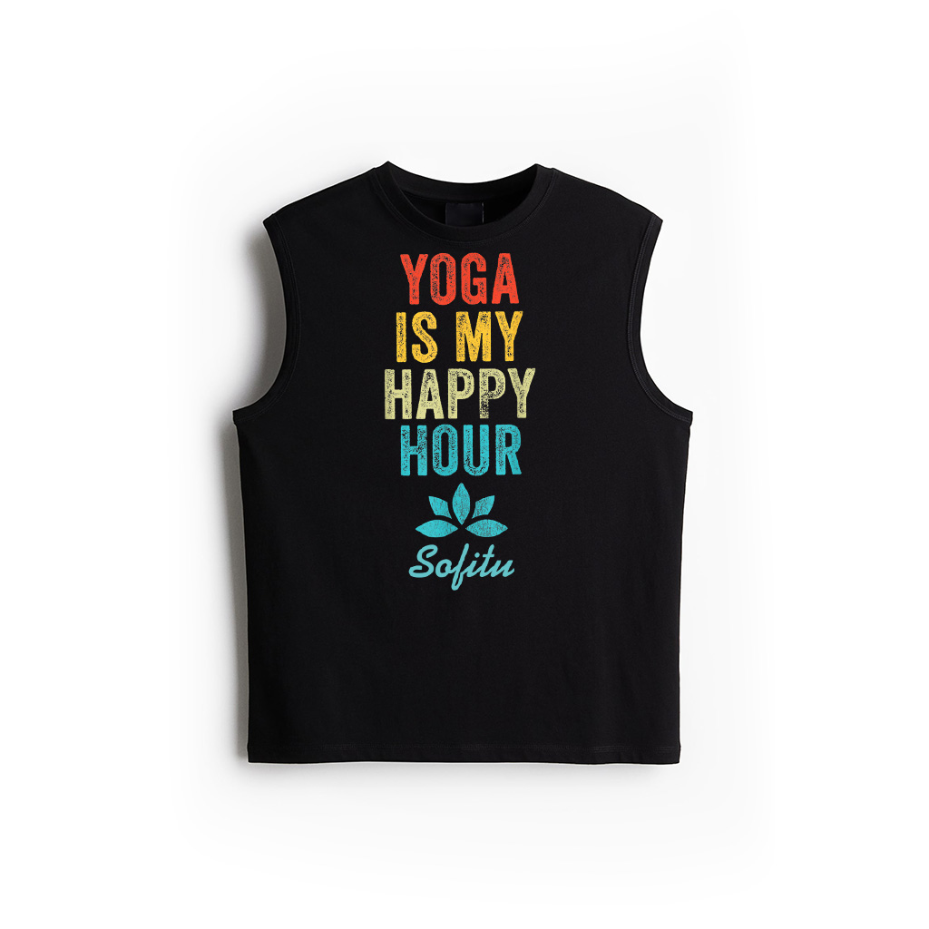 Yoga Is My Happy Hour Meme Vintage Funny Yoga Saying Tank Top