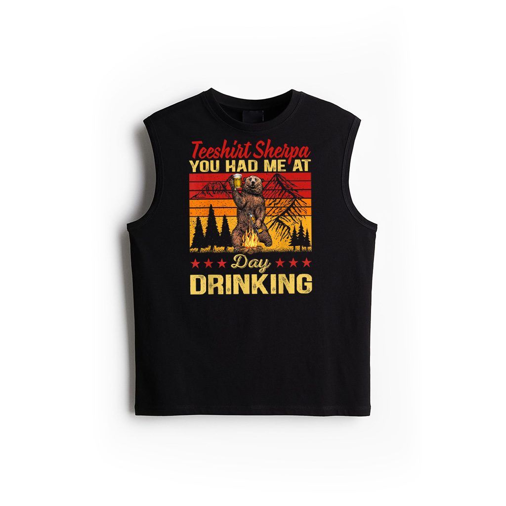 You Had Me At Day Drinking Vintage Bear Drinking Beer Tank Top