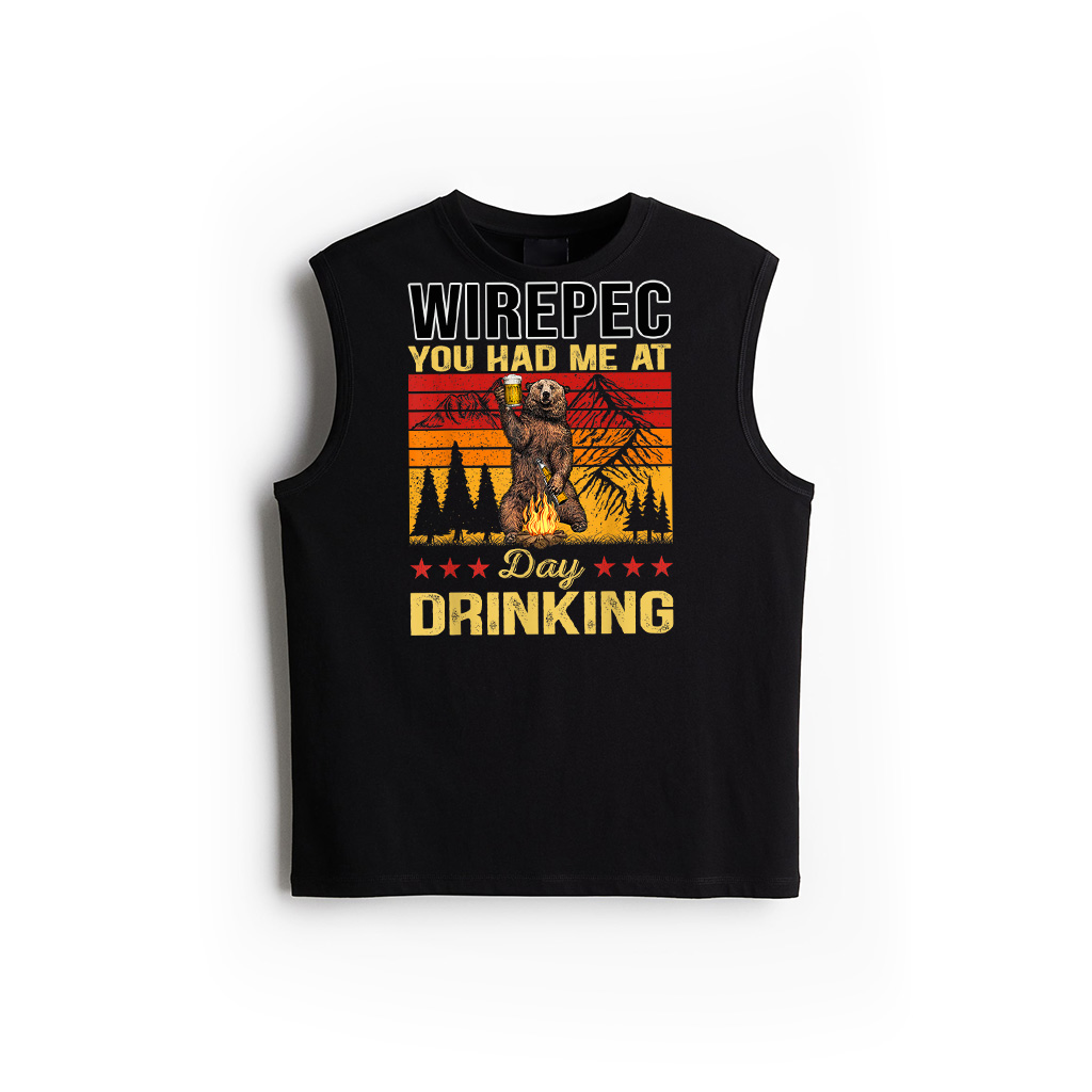 You Had Me At Day Drinking Vintage Bear Drinking Beer Tank Top