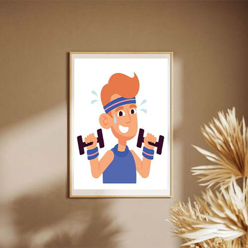 Young Man Lifting Dumbbells Poster