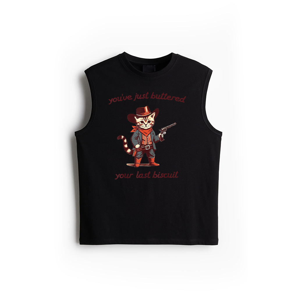 You've Just Buttered Your Last Biscuit Funny Cowboy Cat Tank Top